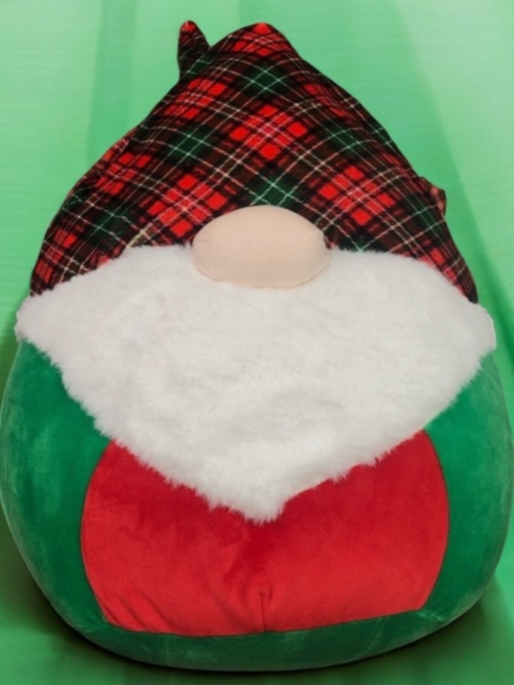 NWT Jumbo 20”SquishMallow Guri Gnome Plaid Hat Christmas Very Soft Next day ship
